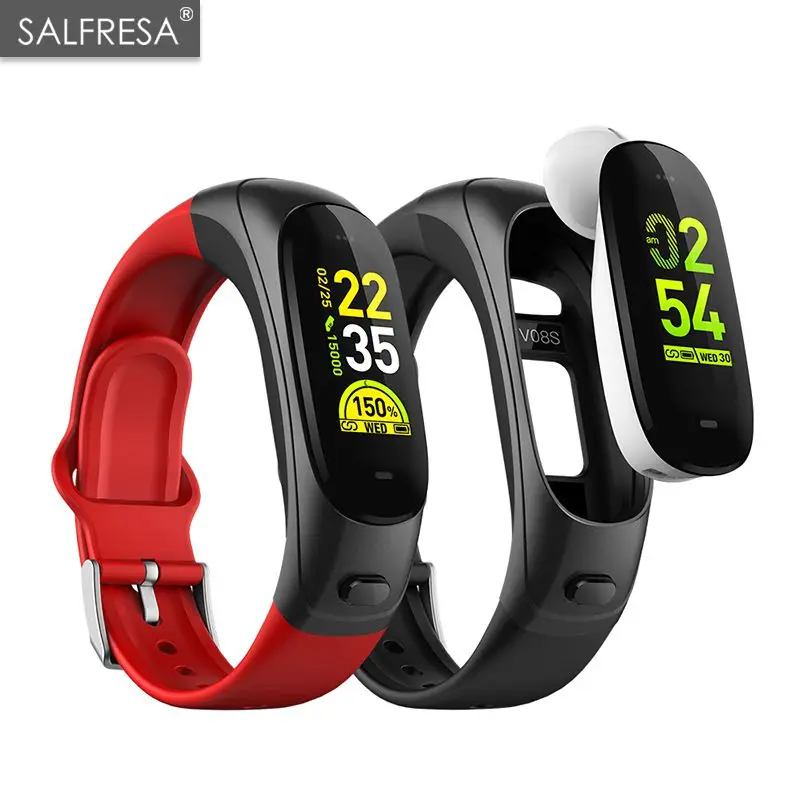 

Smart Band V08S Smart Bracelet Waterproof SALFRESAV08S Blood Pressure Sensor Sleep Smart Tracker Heart Rate Test For Android iOS