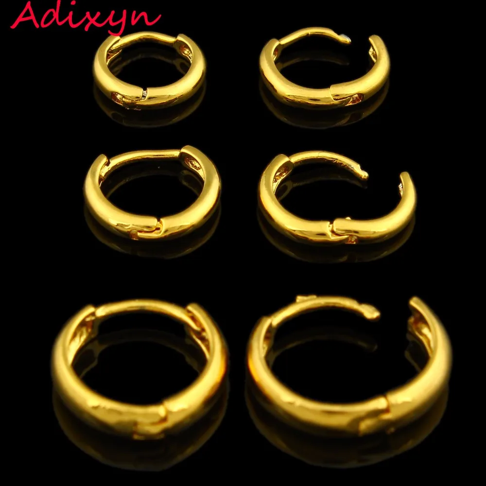 Adixyn 3 размера золотые серьги-кольца для женщин девушек Подарки Золотой Цвет