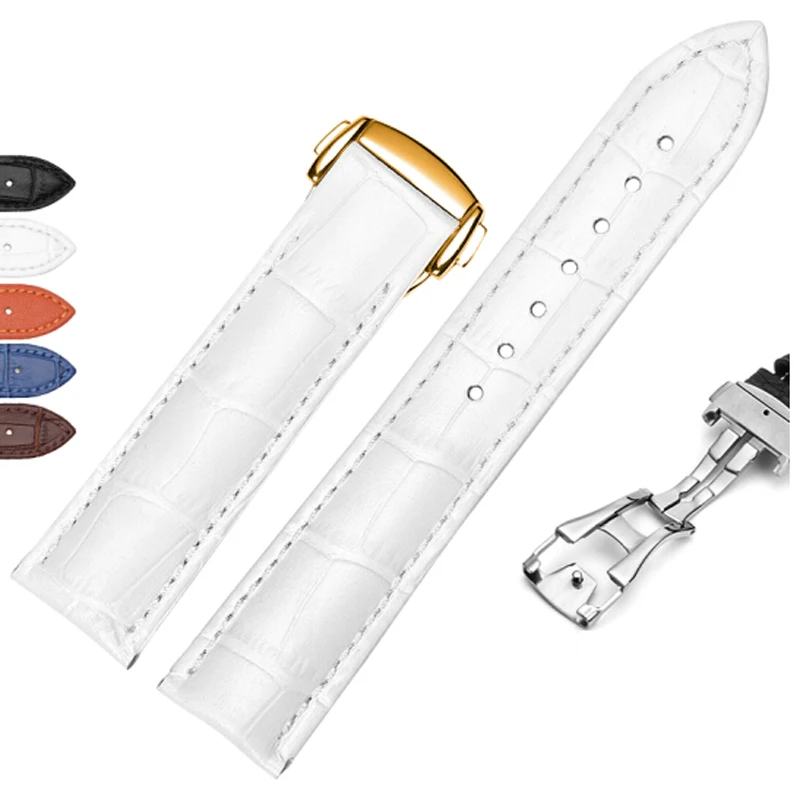 

Shihui Watch Belt Male and Female Dermal Watch Chain Belt Blue 19 20 21 MM Leather Watch Chain suitable for brand watches