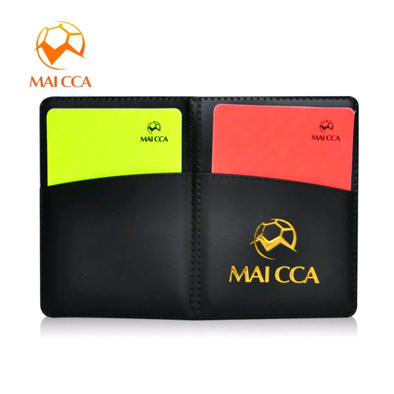 Maicca كرة بطاقة بطاقة بطاقات مع قلم أحمر أصفر pu دفتر مجموعة المهنية المعدات الحكم