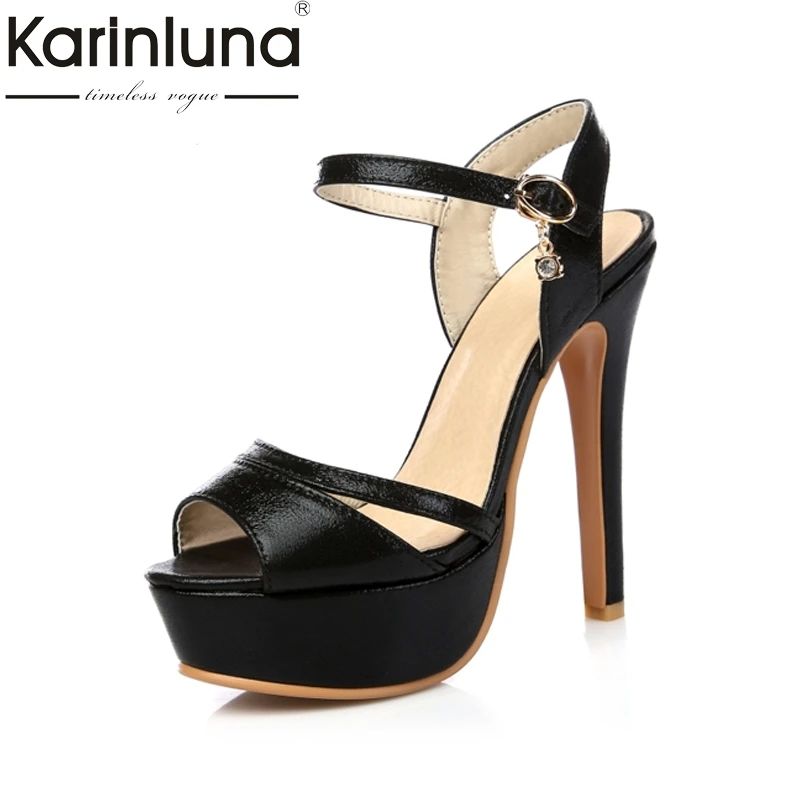 melhor KARINLUNA novo Pequeno plus size 30 48 Sexy Super Fino Salto Alto Mulheres Sandálias Plataforma Mulher Festa de Casamento mulher sapatos mulheres