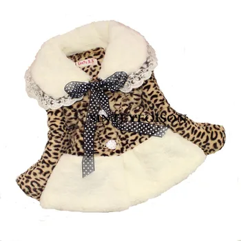 

Fashion Winter Infant Clothing Leopard Coat Faux Fur Collar Coat Children Fur Jackets Keep Warmming Girls Clothings