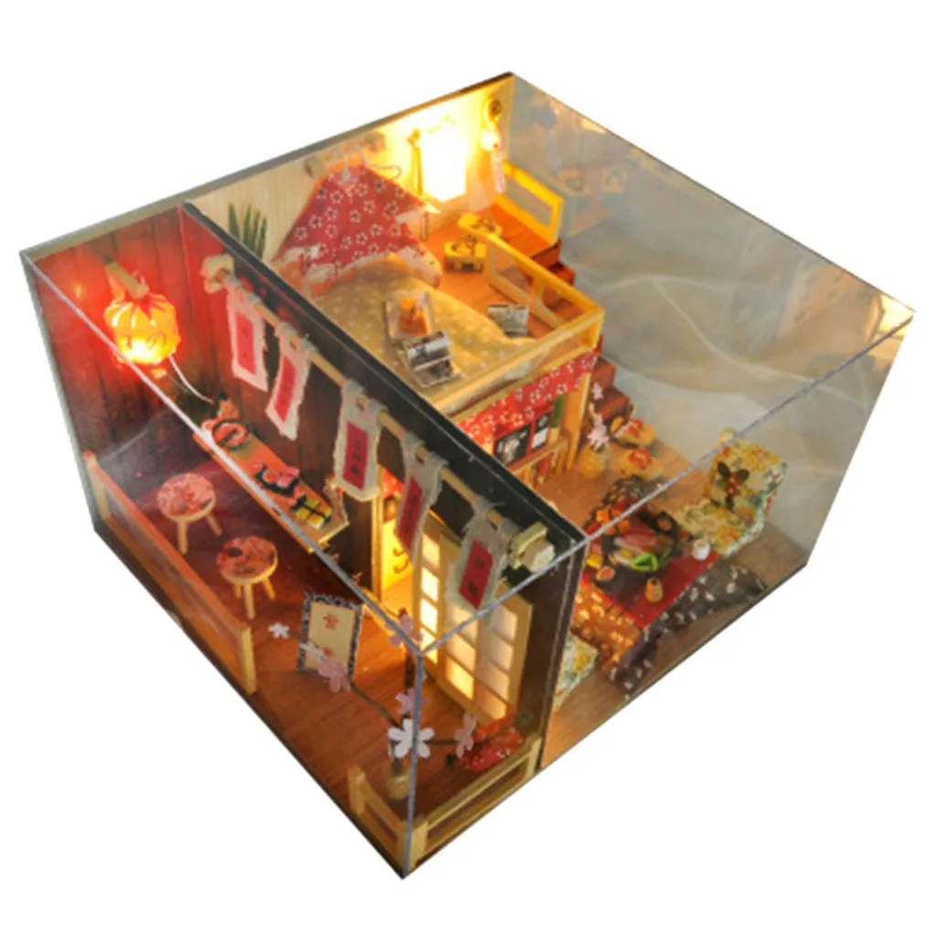 3D деревянные DIY Миниатюрные домики мебель светодиодный Дом головоломка украшения креативный подарок 7,1