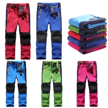 Детские теплые флисовые лыжные штаны для девочек, Pantalon De Ski, ветрозащитные штаны для сноуборда, походные треккинговые штаны