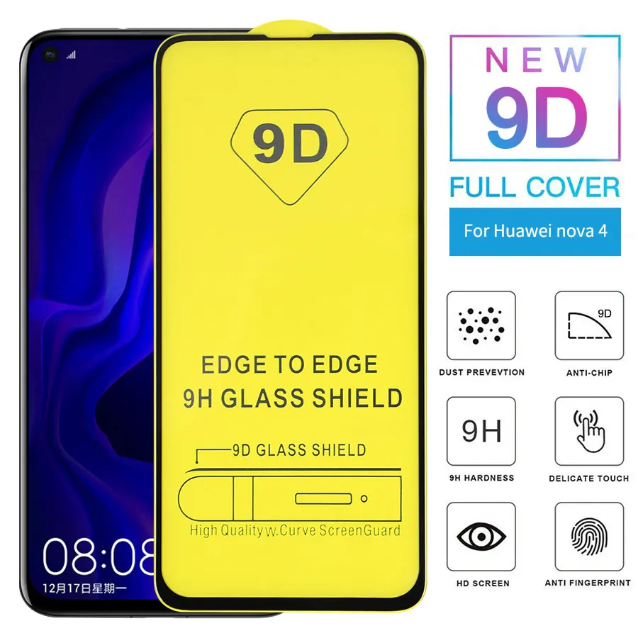 Vimir 9D полный клей покрытие из закаленного стекла для huawei Nova 4 протектор экрана