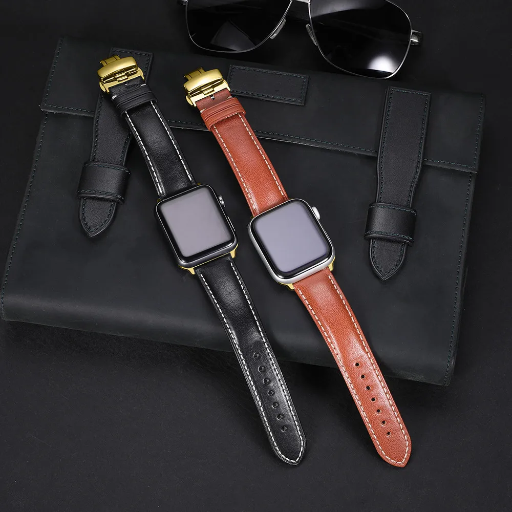 

CHIMAERA Genuine Leather Watch Strap Replacement Bracelet for Apple Watch Band Series 4 3 2 1 Apple Watch Bands 38/40/42/44 mm