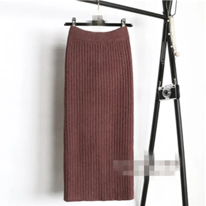 

Thickening skirts the split knitted skirt package buttocks getting one pace 2018 new winter wool skirt
