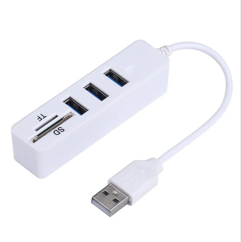 E5 Mecall Tech Chargeur Micro USB Белый 2 в 1 супер скорость USB 2,0 3 порта разветвитель концентратор+ USB кардридер