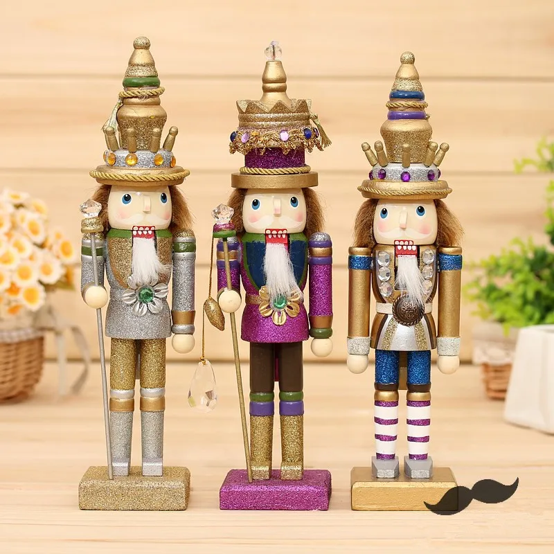

3PCS/set Creative Wooden Crafts Puppets Dolls Toys Home Furnishing Bar Restaurant Decoration Nutcracker Exquisite Gift 30cm