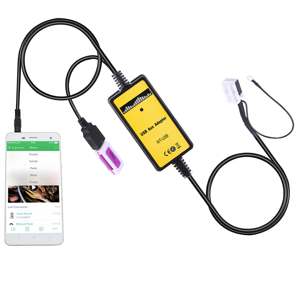 SOONHUA Car USB Aux-In Adapter MP3 Player Cable Radio Audio Interface USB Cabels Support 3.5mm Jack Input For Audio VW Skoda SOONHUA Car USB Aux-In Adapter MP3 Player Cable Radio Audio Interface USB Cabels Support 3.5mm Jack Input For Audio VW Skoda