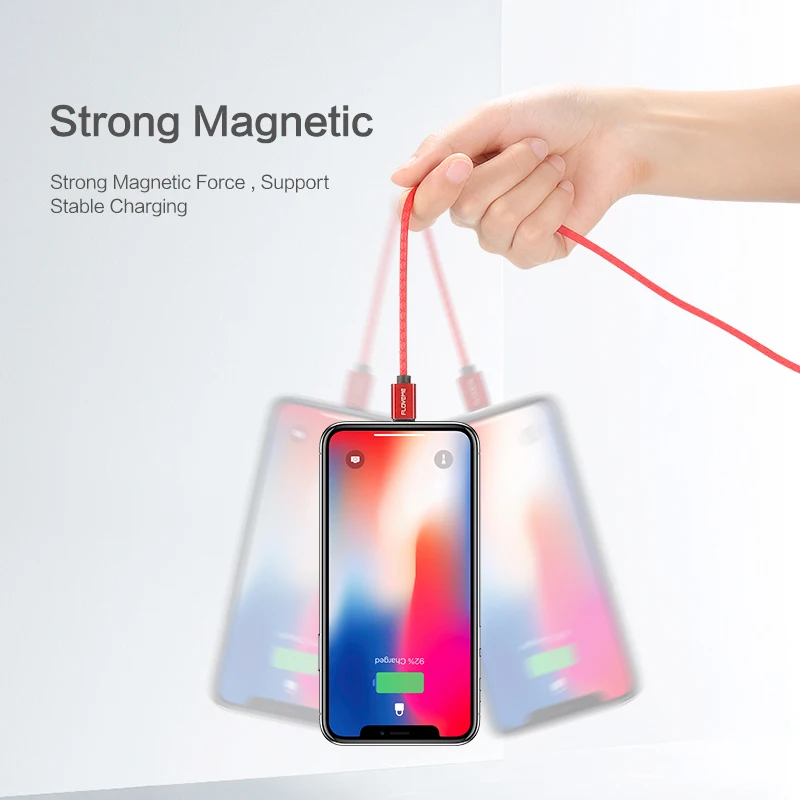 Магнитный USB кабель FLOVEME 2.4A для iPhone XS Max XR X 7 8 Plus 6 6s 1 м быстрая зарядка магнитное
