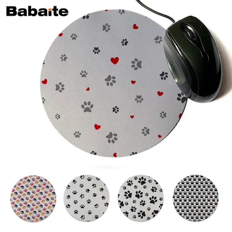 

Babaite Non Slip PC Heart and footprint paws image Customized laptop Gaming mouse pad Natural Rubber Round Gaming Mouse Pad