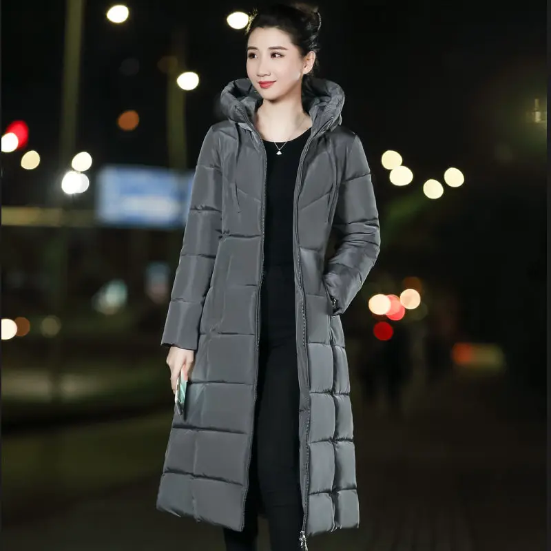 Плюс размер 5XL 6XL хлопковая зимняя куртка для женщин теплые парки с капюшоном длинная куртка зимнее пальто толстая парка Mujer хлопковая верхняя одежда C5604 - Цвет: gray