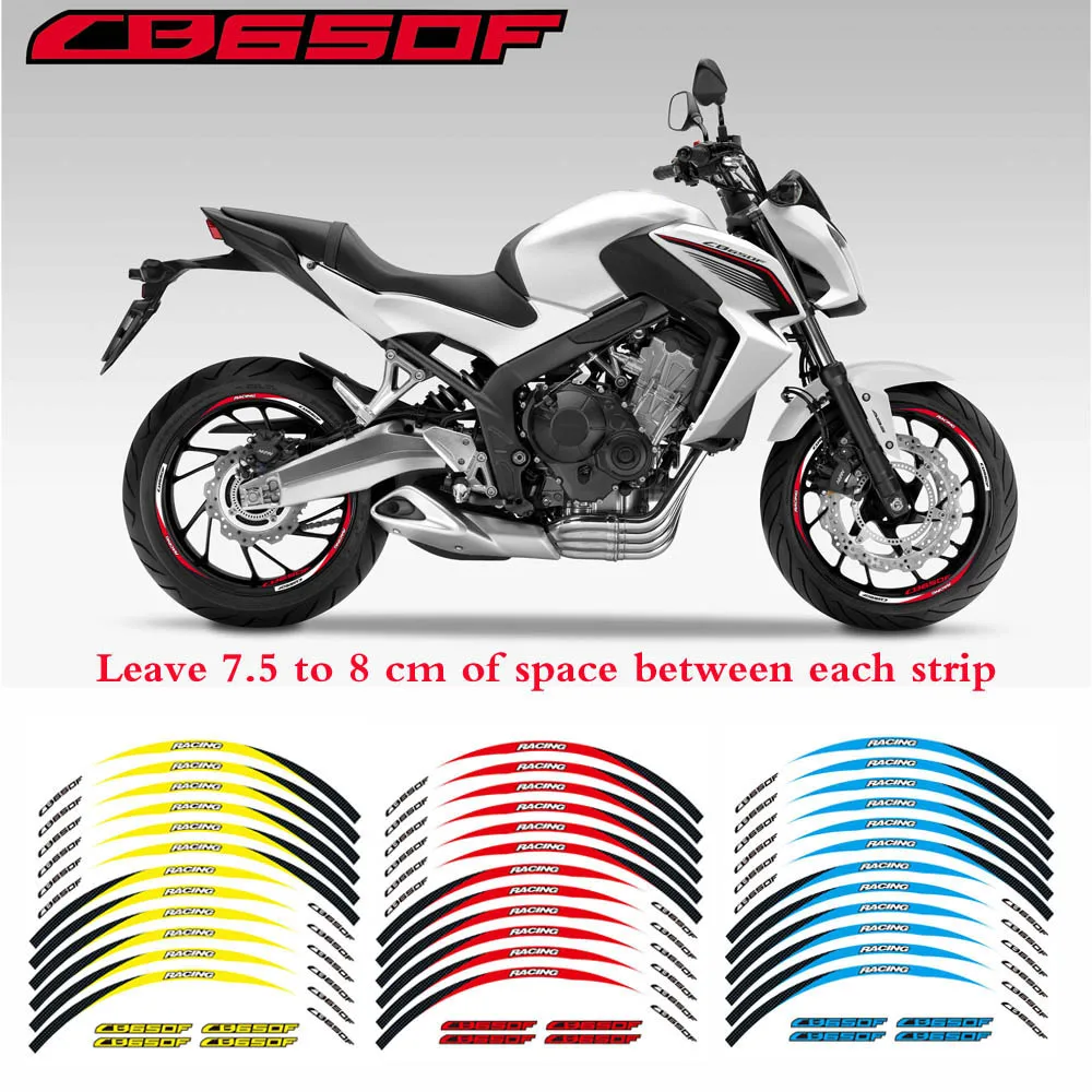 

Hot sell Motorcycle front&Rear Edge Outer Rim Sticker Wheel Decals Reflective waterproof 17inch stickers For Honda CB650F