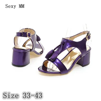 

Women Gladiator Sandals Square High Heels Summer Pumps Shoes Woman High Heel Sandals Plus Size 33 - 40 41 42 43