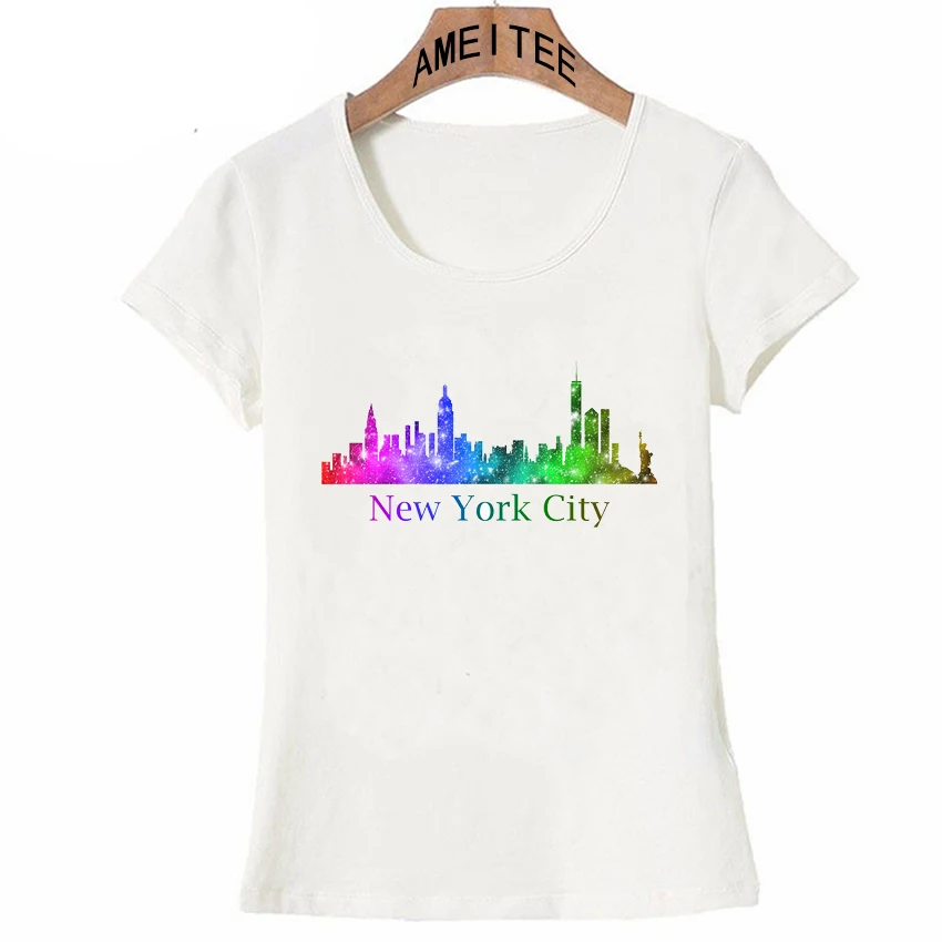 

New York City Skyline Print T-Shirt Summer Women T-shirt I Love Fashion York Casual Tops maiden Tees cool shirts