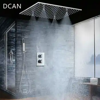 DCAN SPA Big Rain Shower Faucets Modern Shower Ceiling 20\'\' Showerheads Panel 304 Stainless Steel Shower Set & Bath Shower Mixer