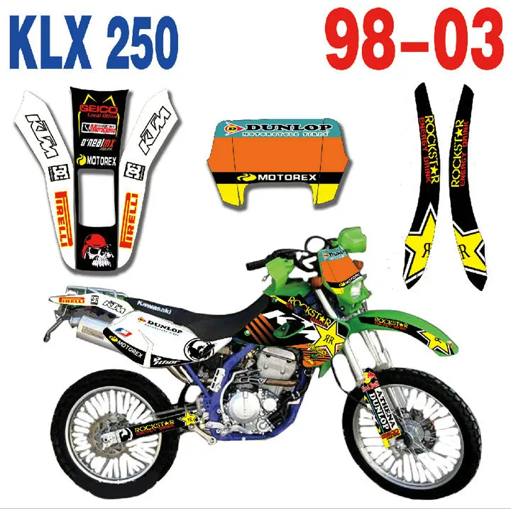 Dirt Bike графические наклейки для мотокросса Kawasaki KLX250 250 1998-2003 | Автомобили и