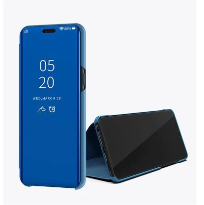 Умный зеркальный флип-чехол для samsung Galaxy S8 S9 S10 плюс S10E S6 S7 край A6 A7 A8 A9 на M10 M20 M30 A10 A20 A30 A40 A50 A70 - Цвет: Небесно-голубой