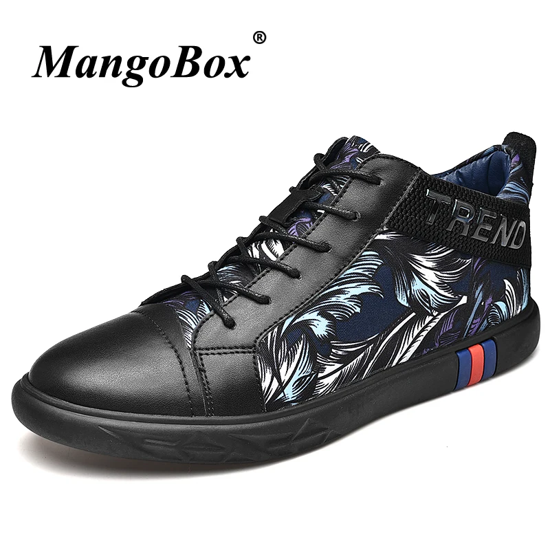 

Man Casual Shoes Mid-Top Mens Black Fashion Shoes Autumn Winter Walking Male Footwear Comfortable Split Leather Shoes Men