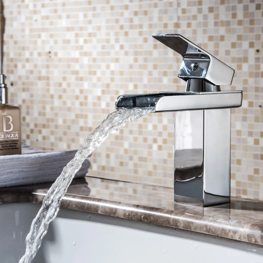 Newly Bathroom Basin Sink Faucet Waterfall Handle Single Hole Mixer Tap Deck Mounted Basin Faucet Torneira Cozinha Mci3