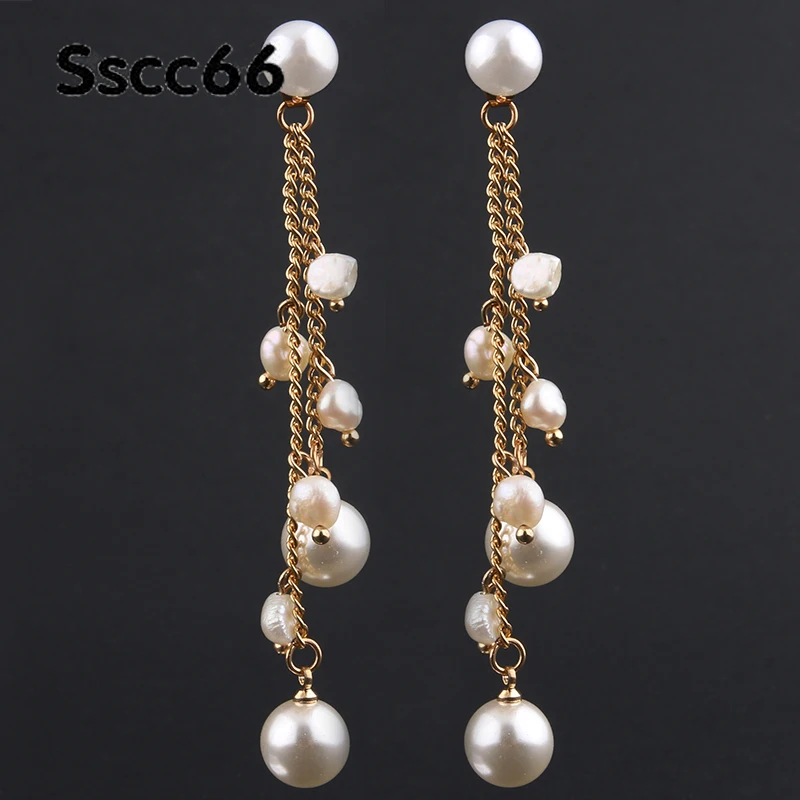 Sscc66 Drop Earring Bohemian long Grape earrings Natural pearl Grape