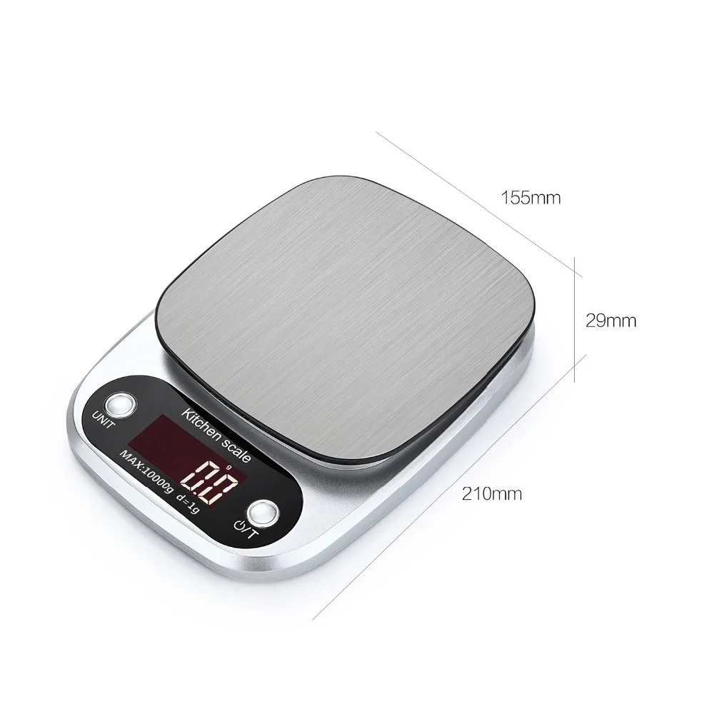 HT-C305 Кухня электронные весы Портативный Нержавеющая сталь электронный ЖК-дисплей дисплей кухонные весы Точность 10 кг x 1 г