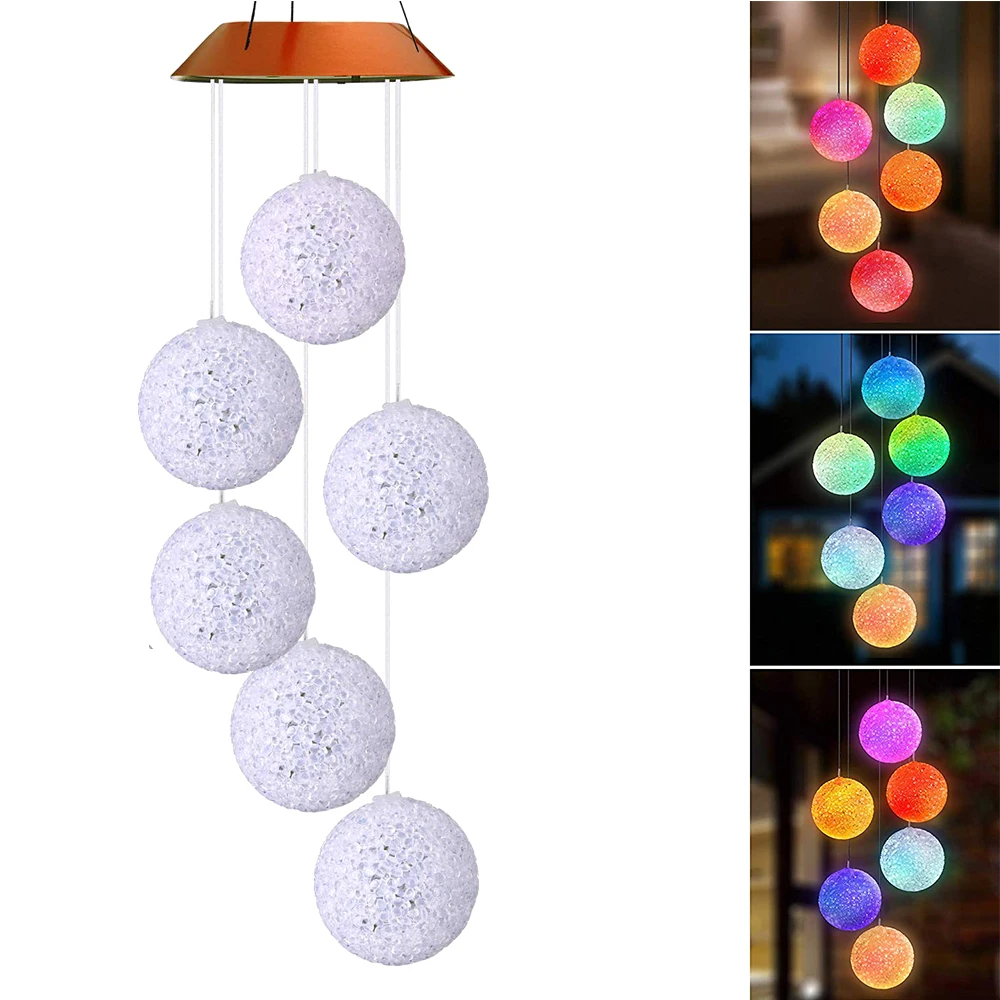 Excellent Solar-powered Outdoor Wind Bell Light Spiral Spinner Light Mobile Wind Chime  Solar LED Light Outdoor Hanging Decoration Lamp 2