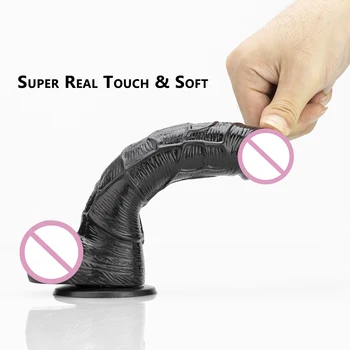 FanaLa 2 Size Black Silicone Real Dildo for Women Sex Toys Non Vibrator Dildos Lesbian Couple Anal Plug Penis Suction Cup G-Spot 4