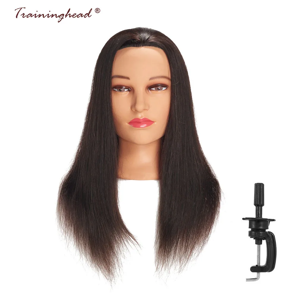 Traininghead 20 22'' 100 Human Hair Head Mannequin Heads Hair Black