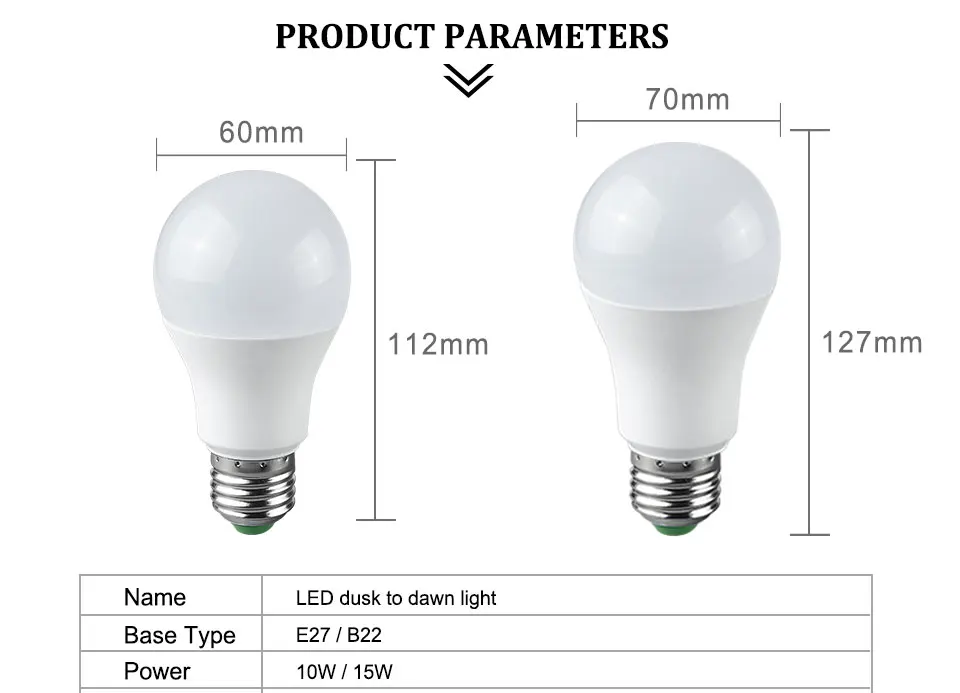 Светодиодные лампы сумерках рассвета лампа E27 B22 Smart Автоматическое включение/OFF Сенсор лампочки 10 Вт 15 Вт энергосбережение Новинка luminaria