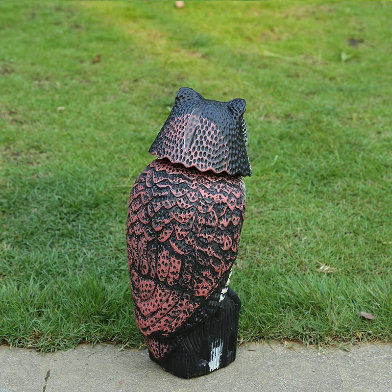 Owl Decoy Bird Rodent Deter Scarer Pest Control Garden Scarecrow Rotate Head