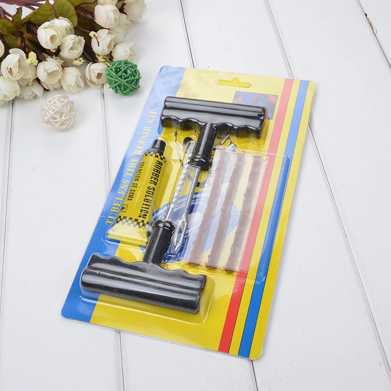 

Dropship Universal 6PCS Car Tubeless Tire Repair Plug Kits Rasp Needle Patch Fix Tools Cement Set Auto Car Accessories