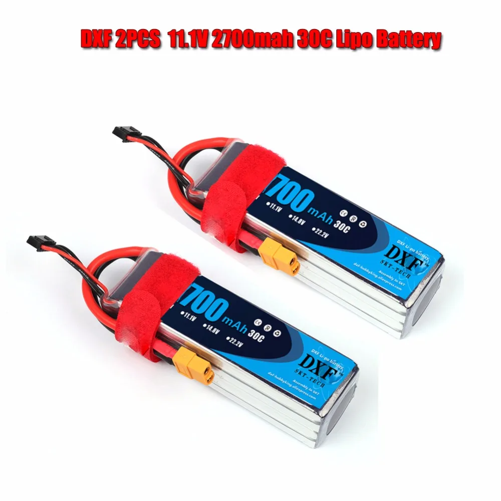 DXF 2PCS Battery lipo7.4V 7000mah 60C/11.1V 5200mah100C Hardcase /11.1V 2700mah 30C For Drone Helicopter 1/8 RC CAR