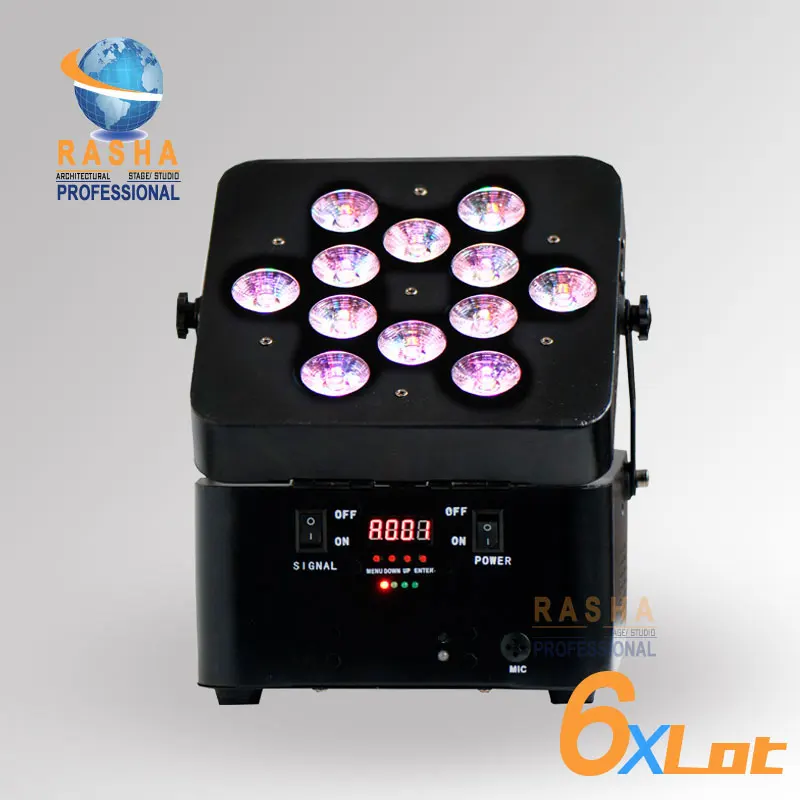 

6XRasha Brand Freedom 12pcs*18W 5in1 RGBAW Battery Powered Wireless LED Par Light For Disco Party,Event,Battery Powered Par Can