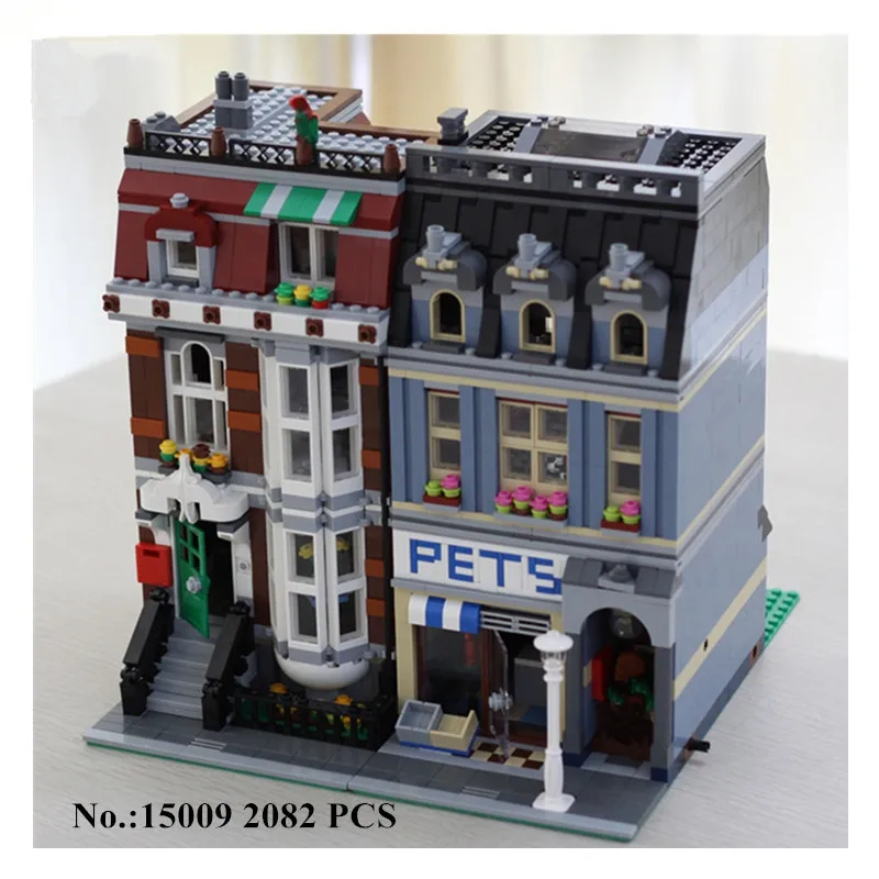 

H&HXY 15009 2082pcs City Street Pet Shop Model Building Kits Blocks Bricks BOY Lovely Toys DIY Educational Children Gift