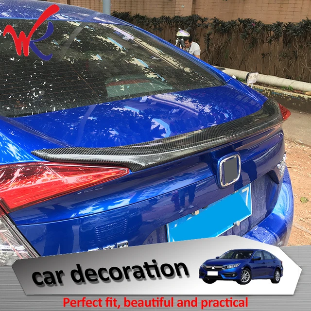 $US $79.99 Loyalty for HONDA Civic 2016 2017 2018 ABS Carbon Fiber Rear Tail Spoiler Trunk Wing Cover Trim Car Styling Accessories