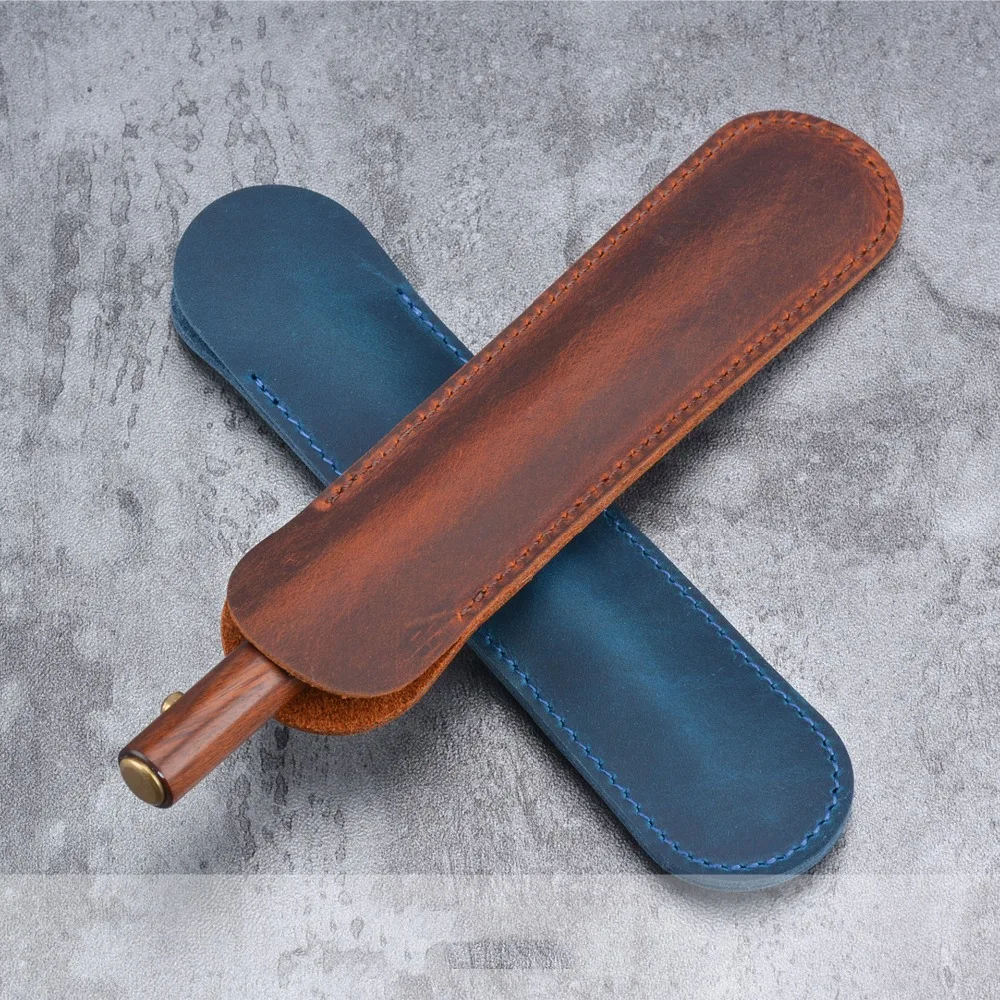 

Genuine leather Pen Pouch Holder Double Pencil Bag Pen Case Sleeve For Fountain/Ballpoint Pen Travel Diary Pen Cover