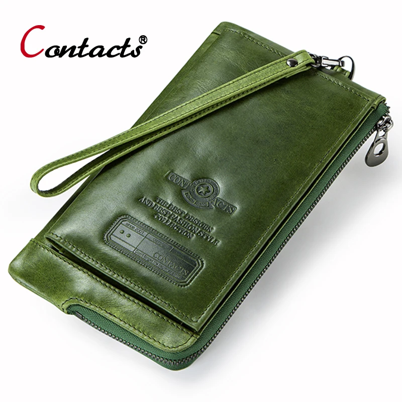 

Contact's Women Genuine Leather Wallet Coin Purse Female Luxury Women Wallet Card Holder Phone Money Bag Long Ladies Wallet
