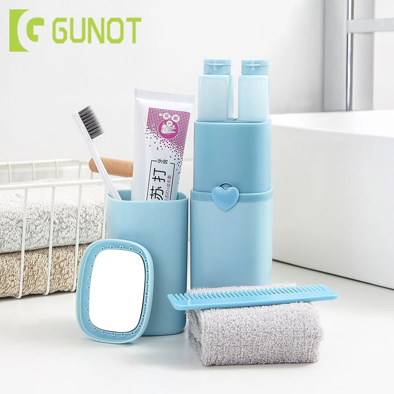 

GUNOT Portable Travel Wash Cup Creative Travel Bathroom Accessories Toothpaste Toothbrush Partition Storage Case For Bathroom