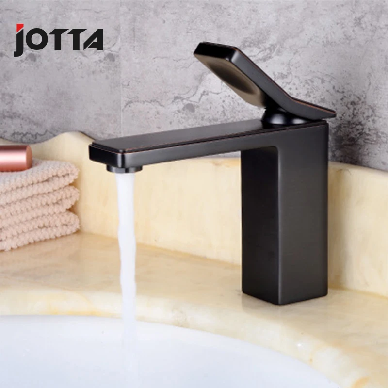 

All-copper European basin faucet Bathroom washbasin hot and cold water mixing black single-hole faucet