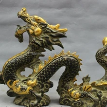 1" Китайский Бронзовый Свинка Знак Фэншуй Fly Dragon Ball Статуя Скульптуры Животных