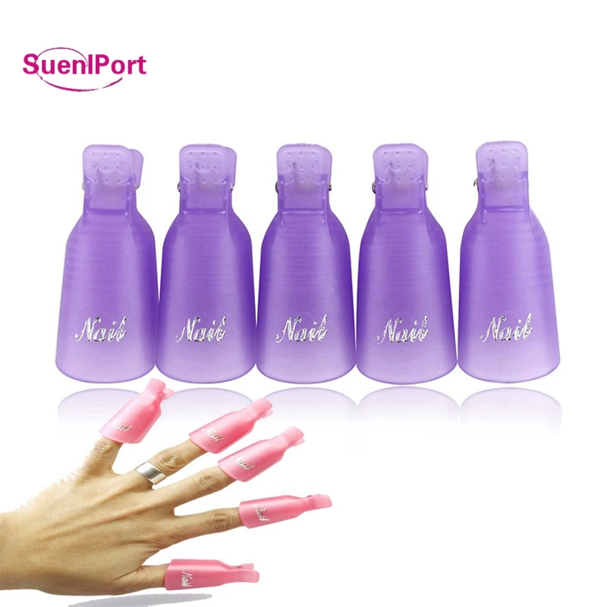 

SunelPort 5 Pcs Gel Nail Polish Remover Wrap Nail Art Soak Off Durable Reusable Plastic Nails Cleaner Remover Soak Off Cap Clips