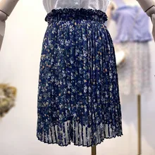 Новинка женская летняя плиссированная шифоновая Мини-юбка с цветочным принтом faldas mujer moda