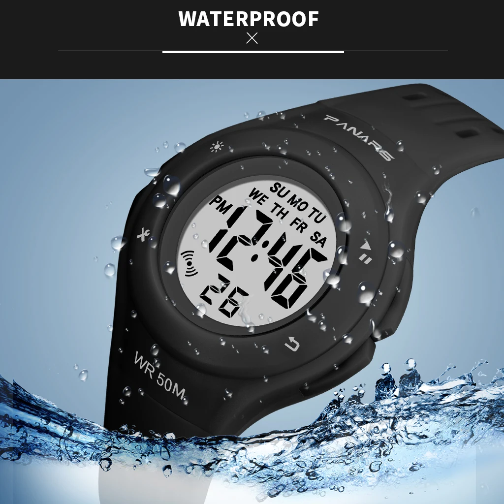 PANARS спортивные детские часы водонепроницаемые светодиодные Многофункциональные детские мужские часы цифровые часы для детей digitaal horloge meisje