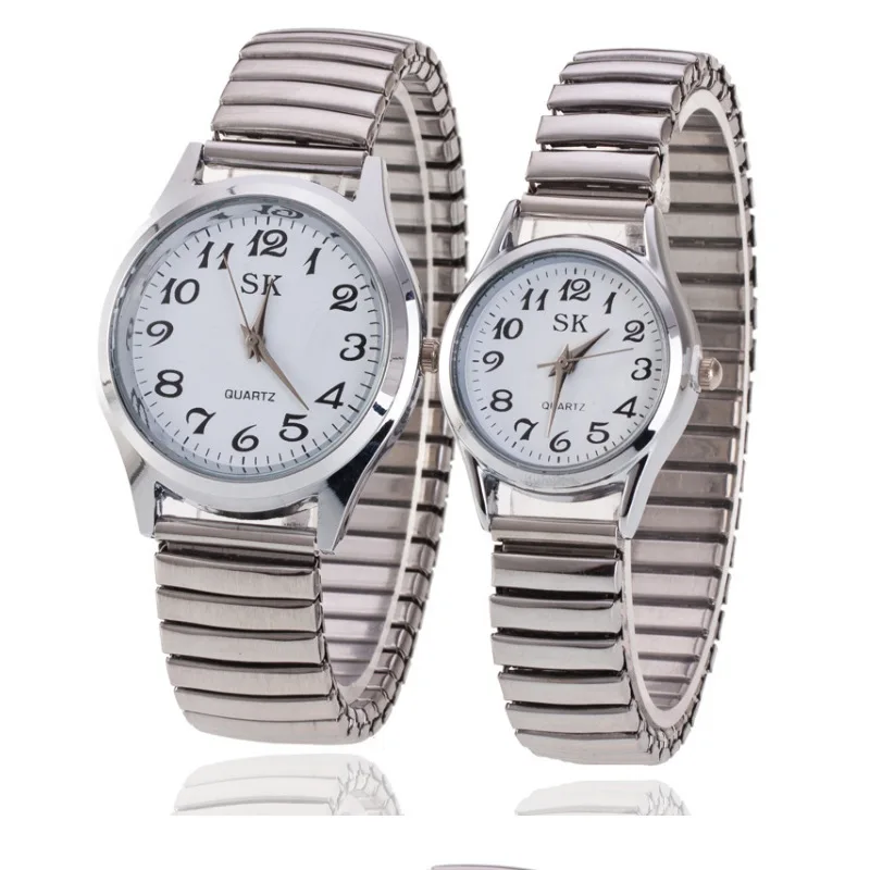 Горячая Распродажа, часы из нержавеющей стали для мужчин и женщин, для влюбленных пар, Военные Спортивные кварцевые наручные часы Orologio Uomo - Цвет: One Pair White