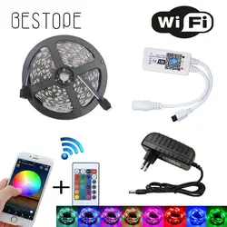 WI-FI RGB Светодиодные ленты свет SMD 2835 15 M 20 M RGB ленты DC12V Водонепроницаемый rgb-лента диода 5 M 10 м светодиодный гибкая и WI-FI контроллер