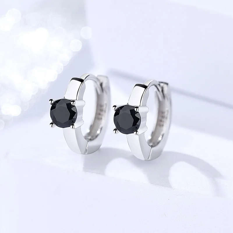 Женские серьги кольца TOTASALLY из 100% серебра 925 пробы с черным