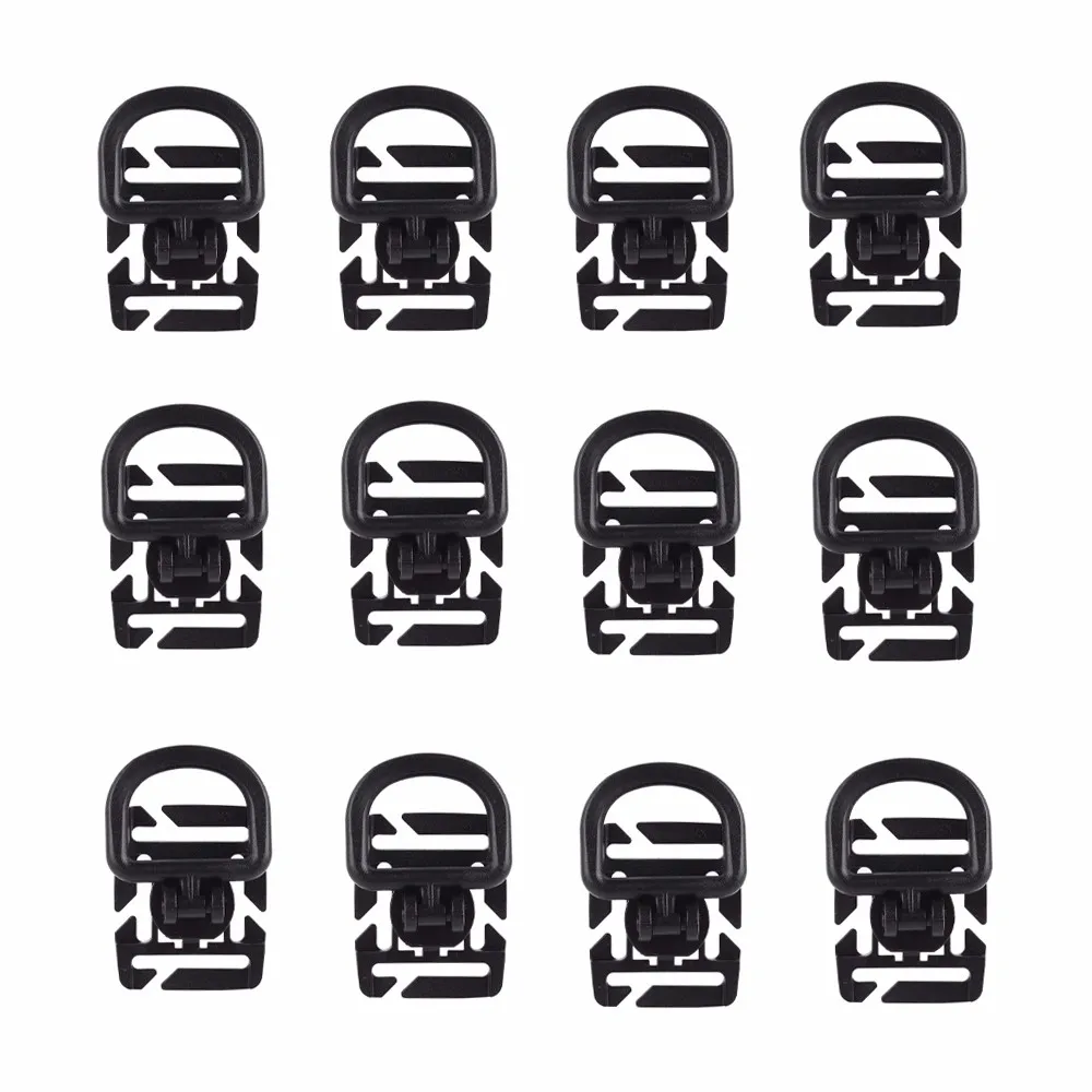 12pcs Tactical D-ring Clips Plastic Clamp Outdoor EDC Kit 360 Degree Rotation Molle Webbing Attachment Buckle for Backpack Pouch