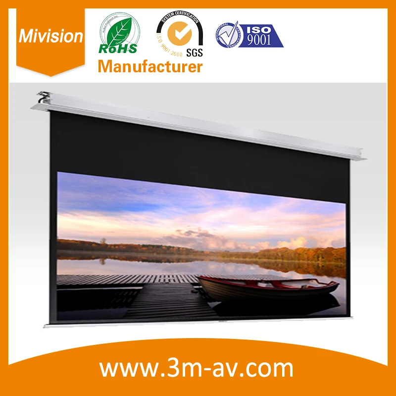

100" 1:1 Electric inceiling proiector screen / Recessed electric Projector Screen with RF / IR remote control